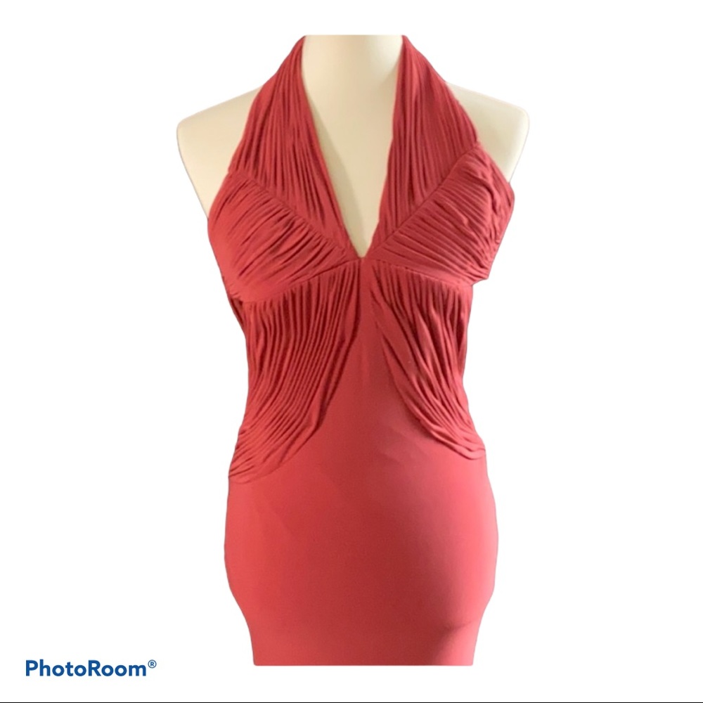 Coral color silk gown